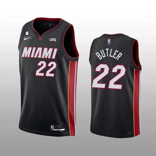 Mens Miami Heat #22 Jimmy Butler Black With NO.6 Patch Stitched Jersey Dzhi->miami heat->NBA Jersey